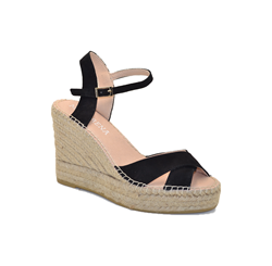ALBA25 ESPADRILLES SANDALO CON TACCO ANTE NEGRO